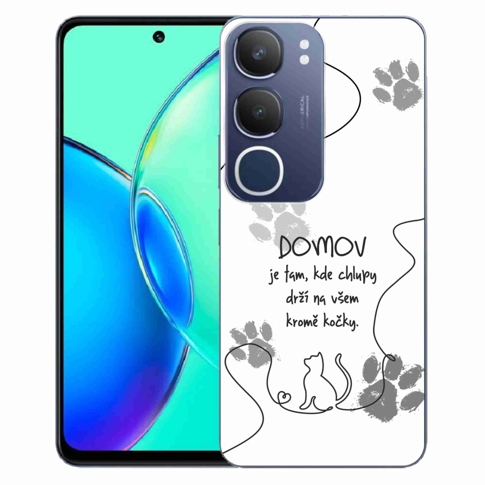 Gél borító mmCase a Vivo Y19s készülékhez - macska motívum fehér háttérrel