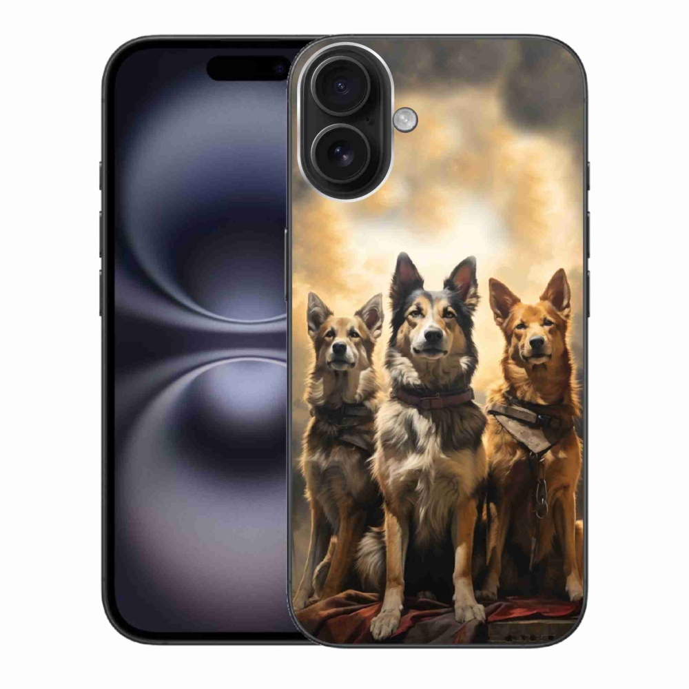 Zselés borítás mmCase iPhone 16 Plus készülékhez - három kutya