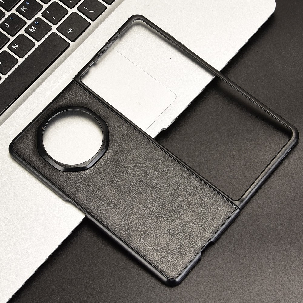 Textúrás műanyag tok műbőrrel a Honor Magic V3-hoz - fekete