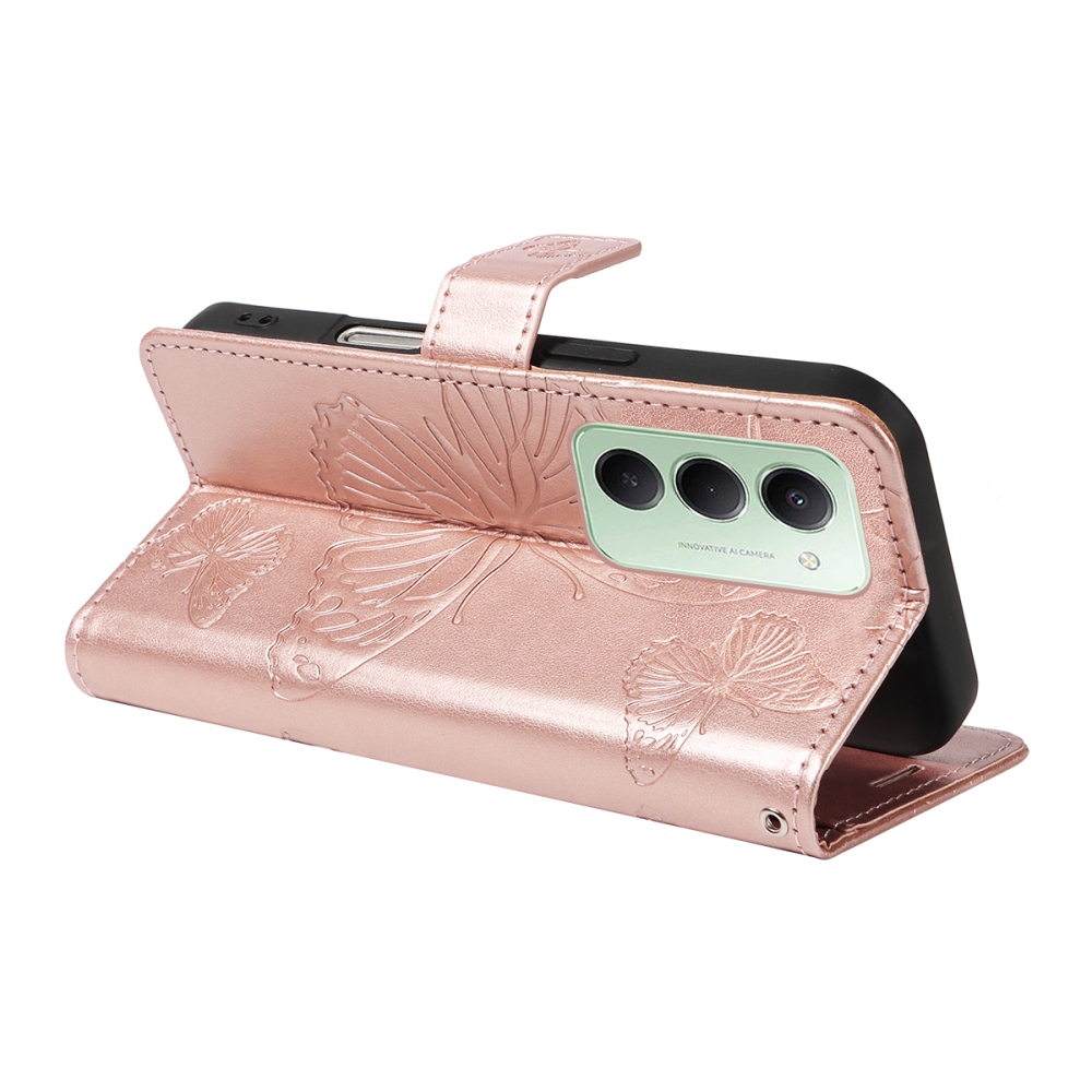 Nagy pillangó könyv tok Xiaomi Redmi 15 4G (171mm) - rózsaarany