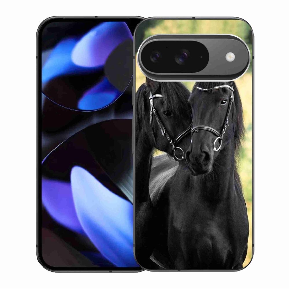 Zselés borítás mmCase a Google Pixel 9/9 Pro számára - két fekete ló