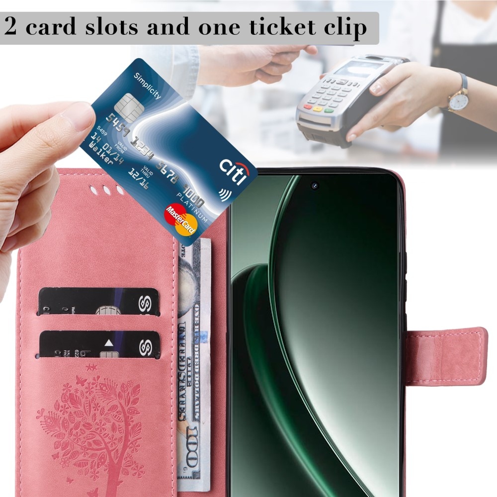 Fa könyvtáska a Realme GT 6 5G/GT 6T 5G számára - rózsaszín