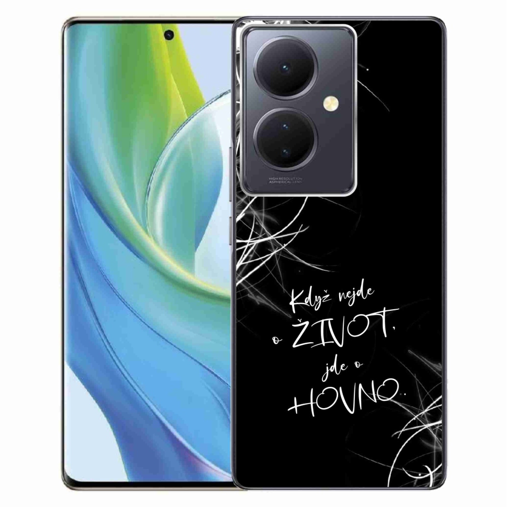 Gél borító mmCase a Vivo V29 Lite 5G-hez - vicces szöveg 16 fekete háttér