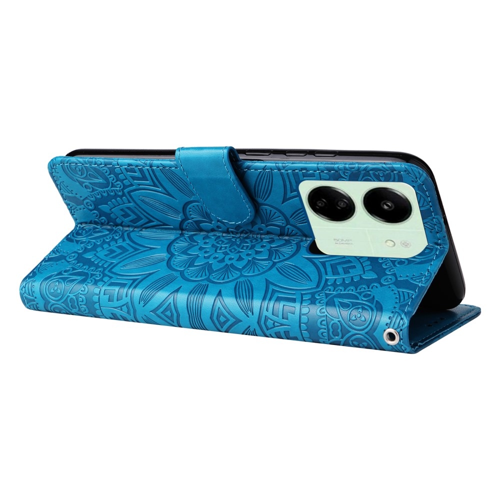 Napraforgó könyv tok Xiaomi Poco C65/Redmi 13C - kék