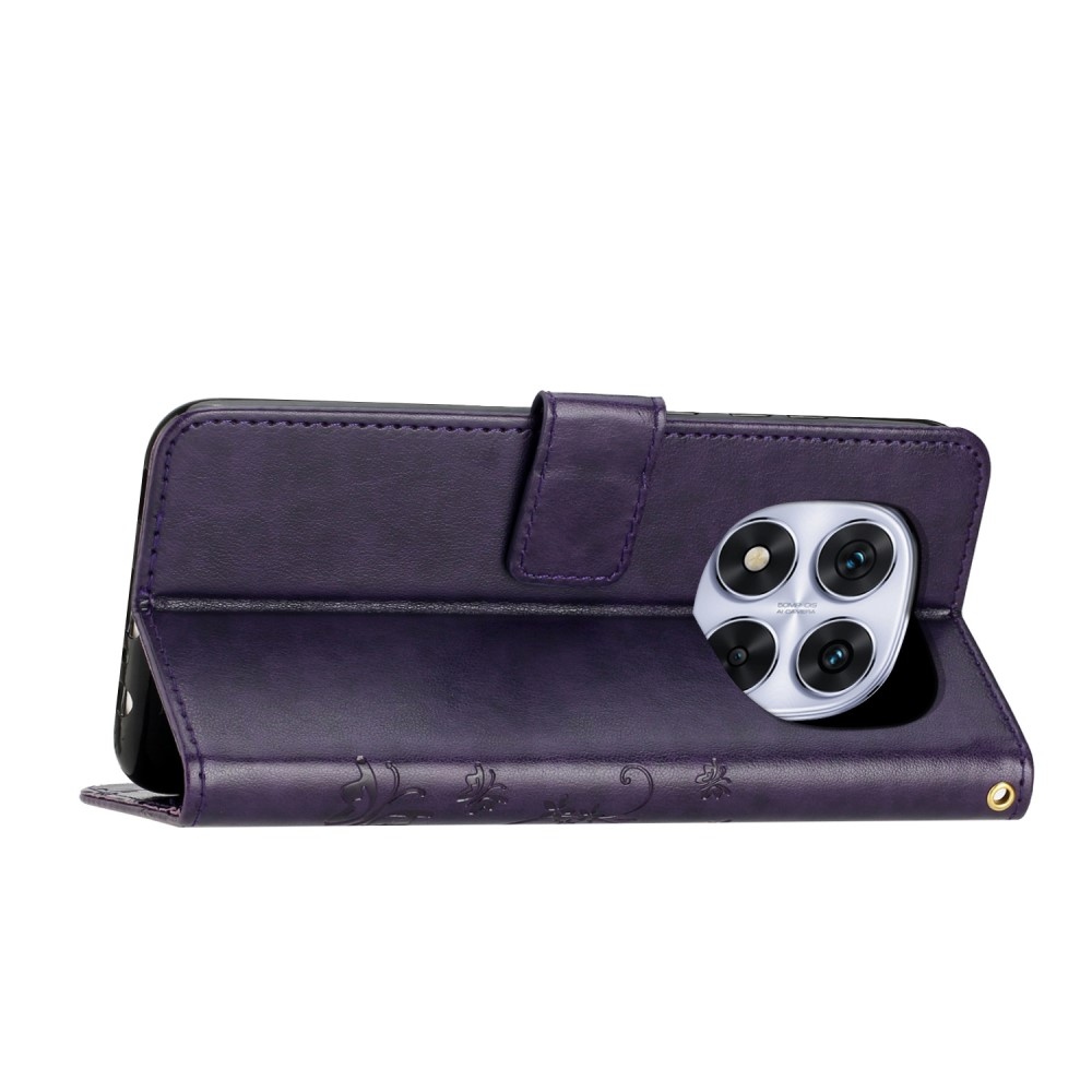 Virágok könyv tok Xiaomi Redmi Note 14 Pro 5G/Poco X7 5G - sötét lila