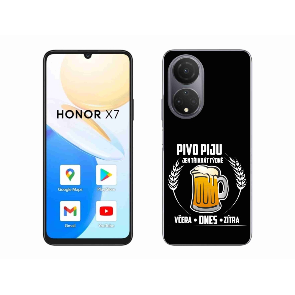 Gél borítás mmCase a Honor X7-hez - sör motívum fekete háttérrel