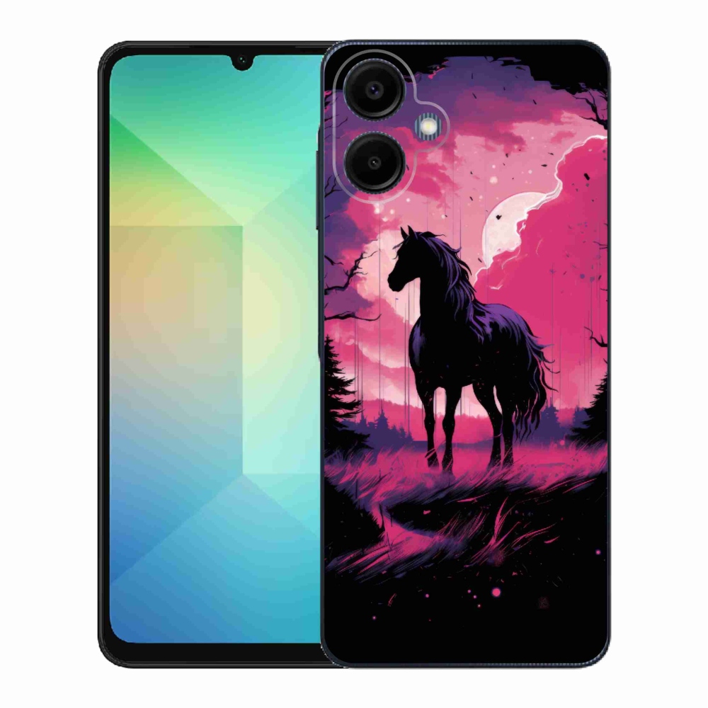Zselés borítás mmCase Samsung Galaxy A06 4G - fekete rajzfilm ló 1