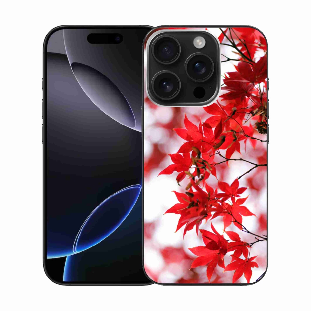 Gél borítás mmCase iPhone 16 Pro készülékhez - piros levelek