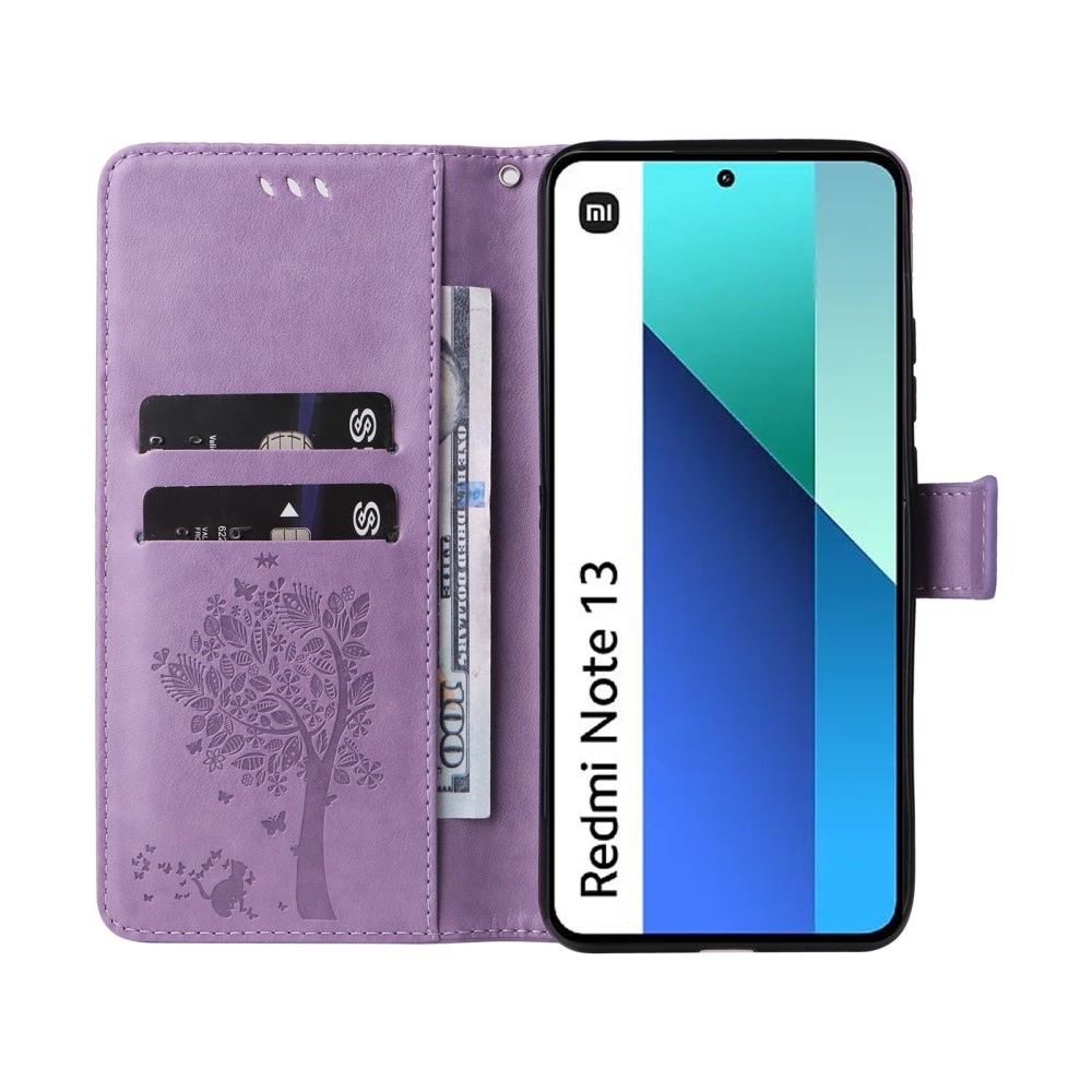 Fák könyv tok Xiaomi Redmi Note 13-hoz - világos lila