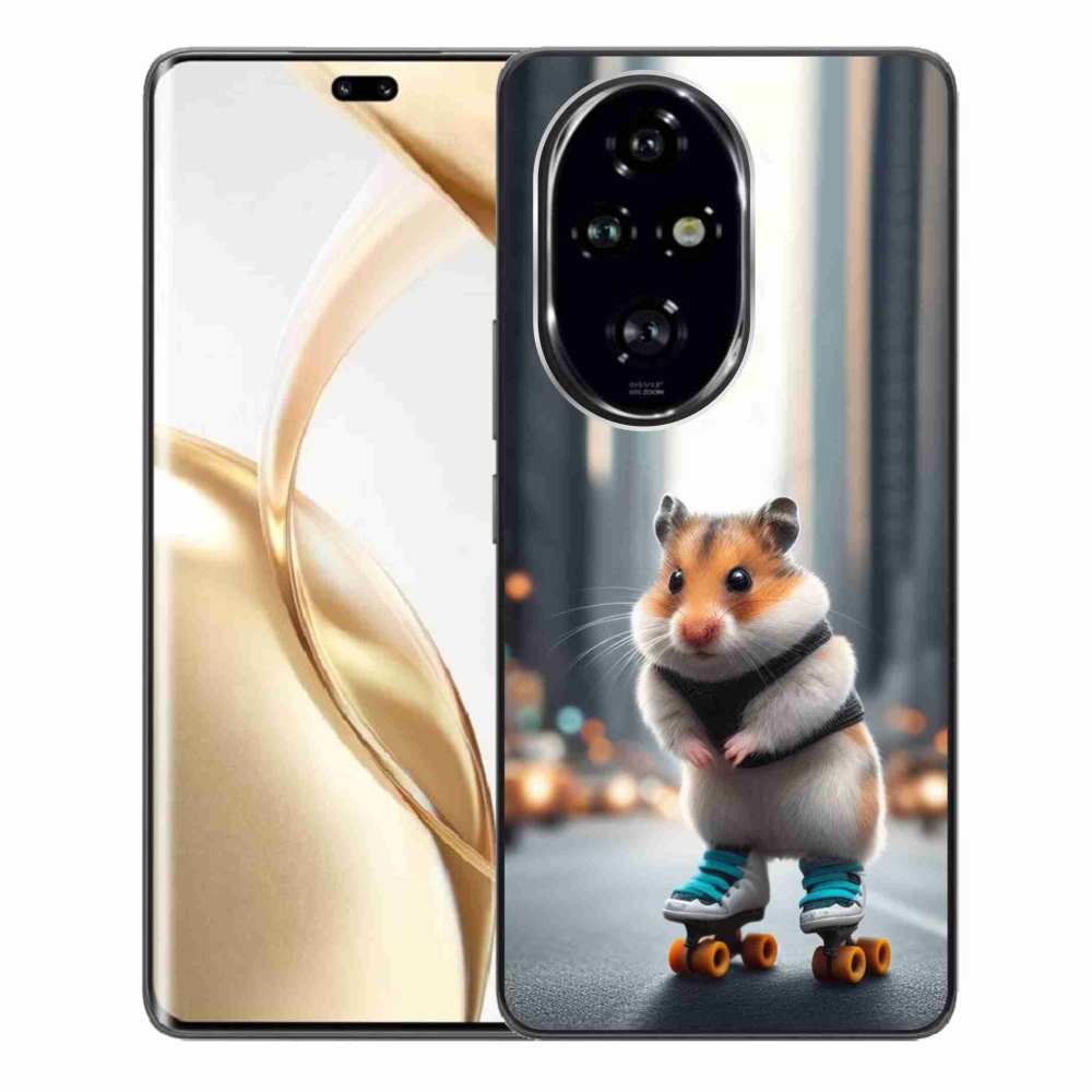Zselés borítás mmCase a Honor 200 Pro 5G számára - hörcsög a korcsolyán