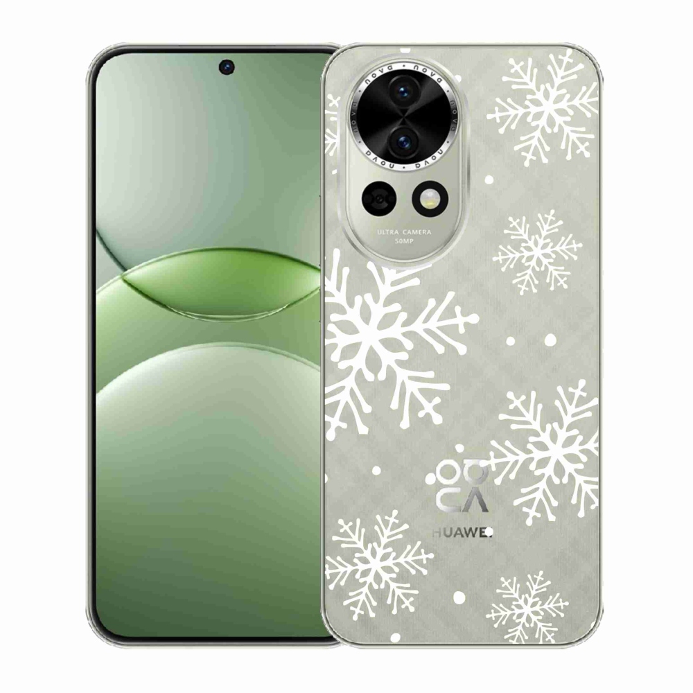 Gél borítás mmCase a Huawei Nova 13 5G készülékre - fehér pelyhek átlátszó háttéren