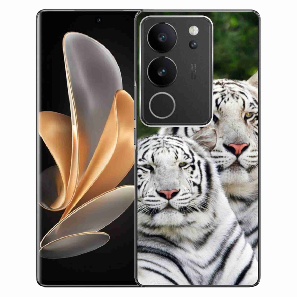 Gél tok mmCase a Vivo V29 5G-hez - fehér tigrisek