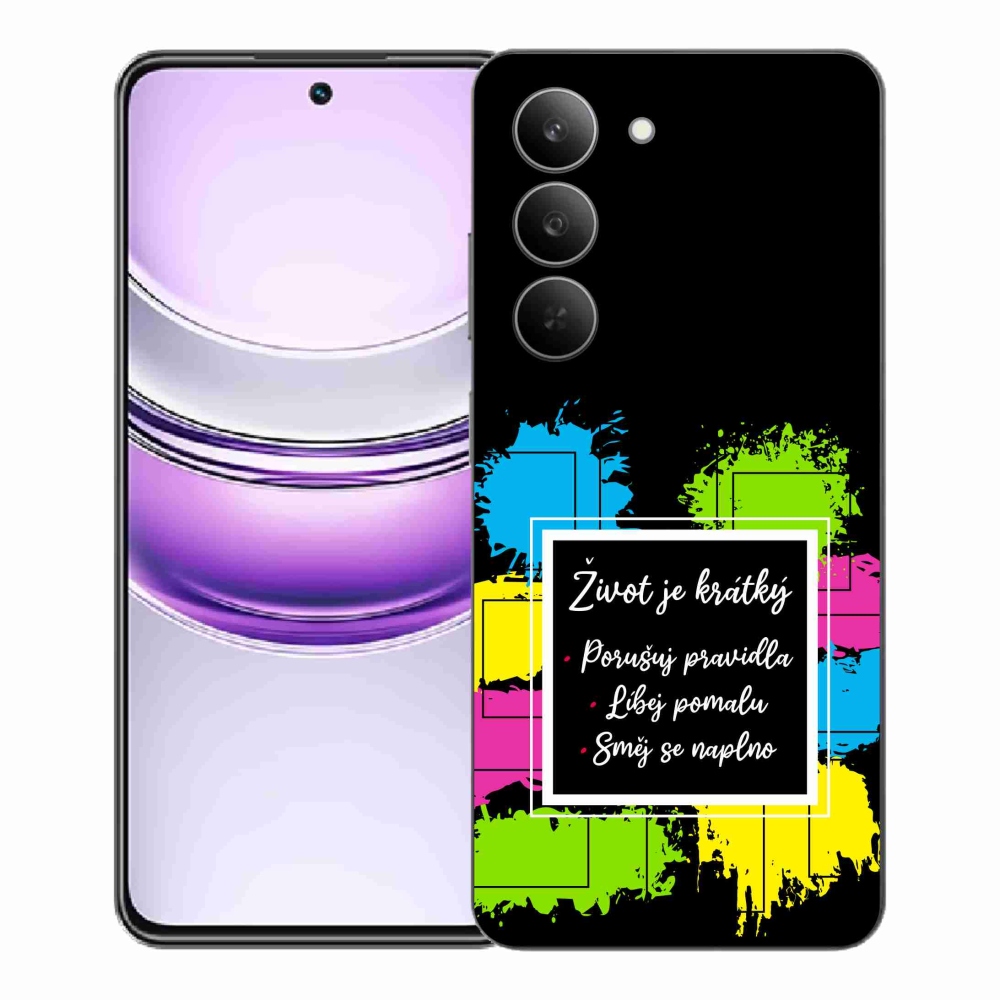 Gél borítás mmCase a Realme 14x 5G - idézet 5 fekete háttérrel