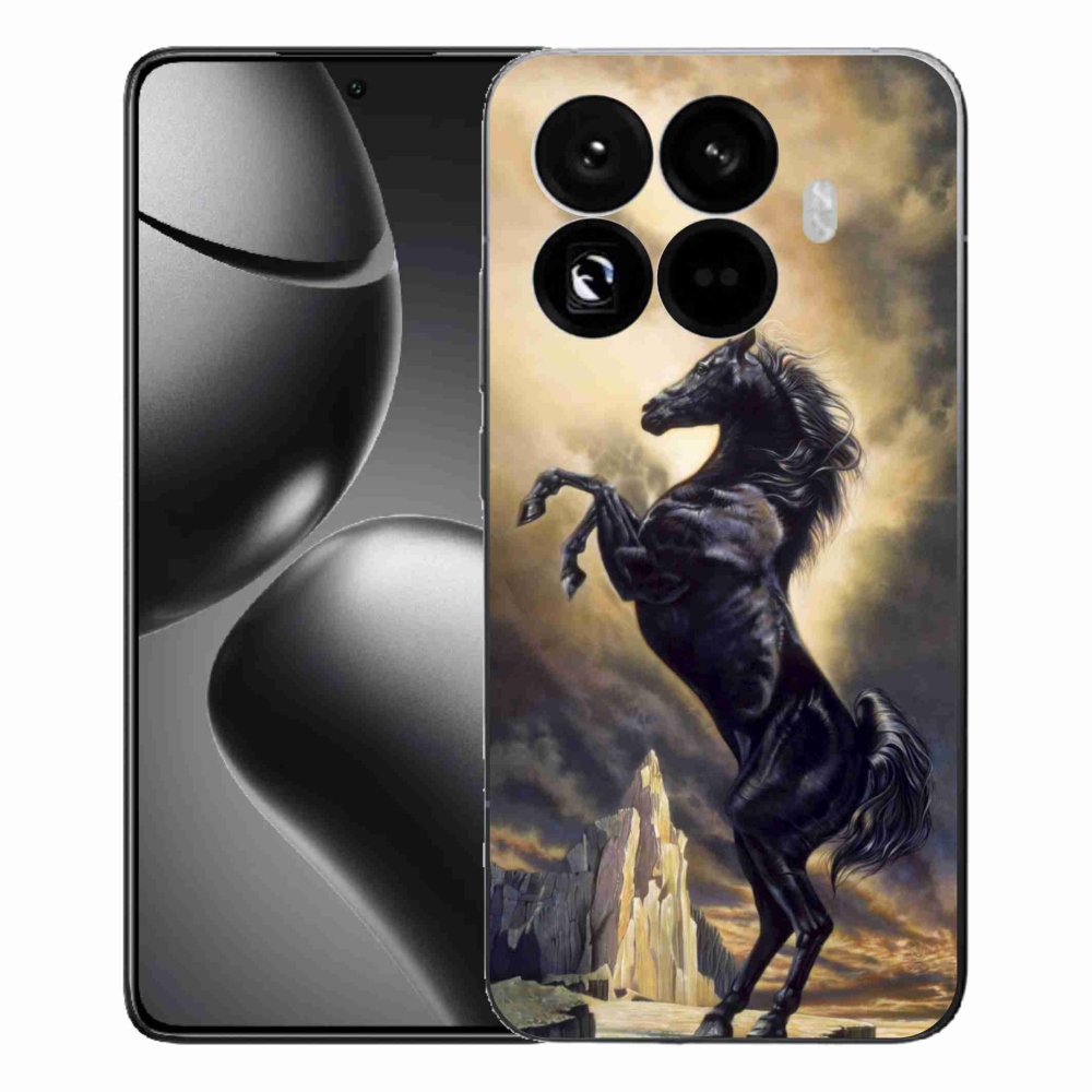 Gél borítás mmCase a Xiaomi 15T Pro számára - fekete rajzfilm ló