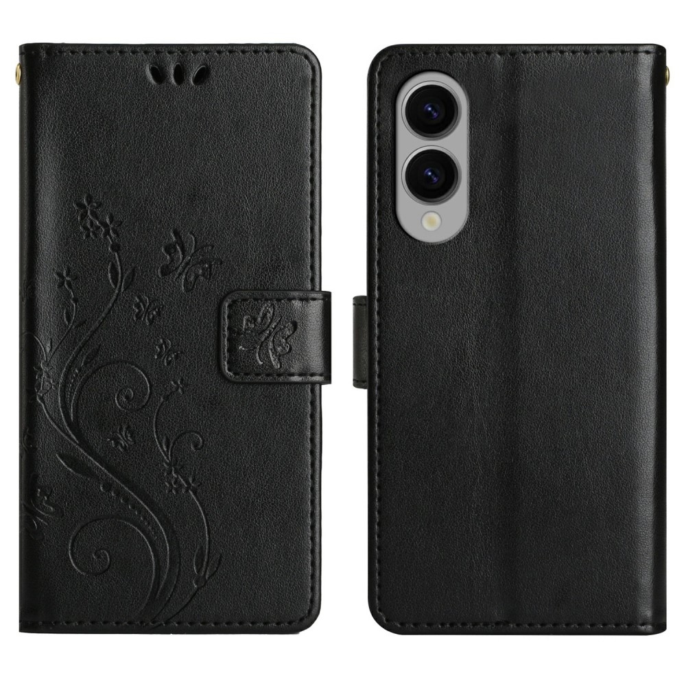 Virágok könyv tok Samsung Galaxy S25 Edge készülékhez - fekete