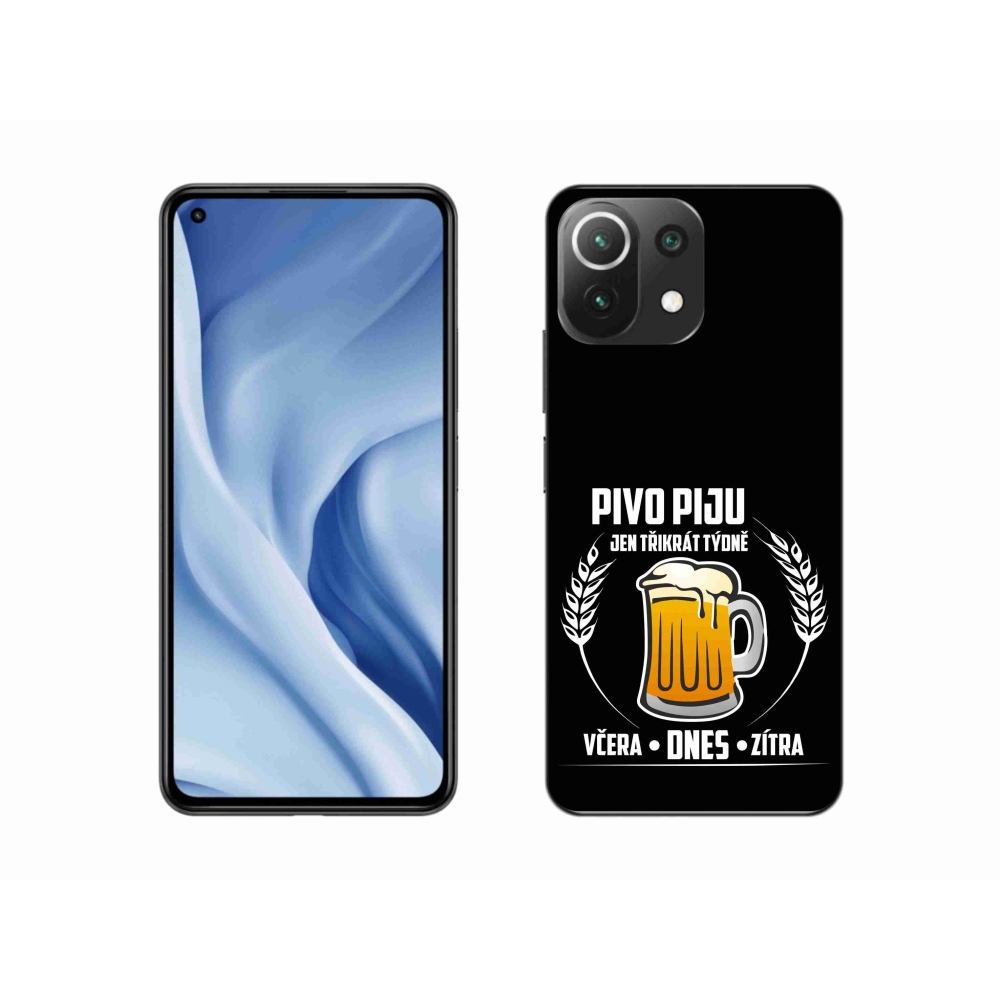 Gél borítás mmCase a Xiaomi Mi 11 Lite 4G/5G-hez - sör motívum fekete háttérrel