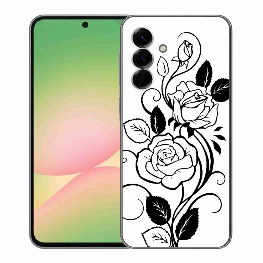 Zselés borítás mmCase Samsung Galaxy A56 5G - fekete és fehér rózsa