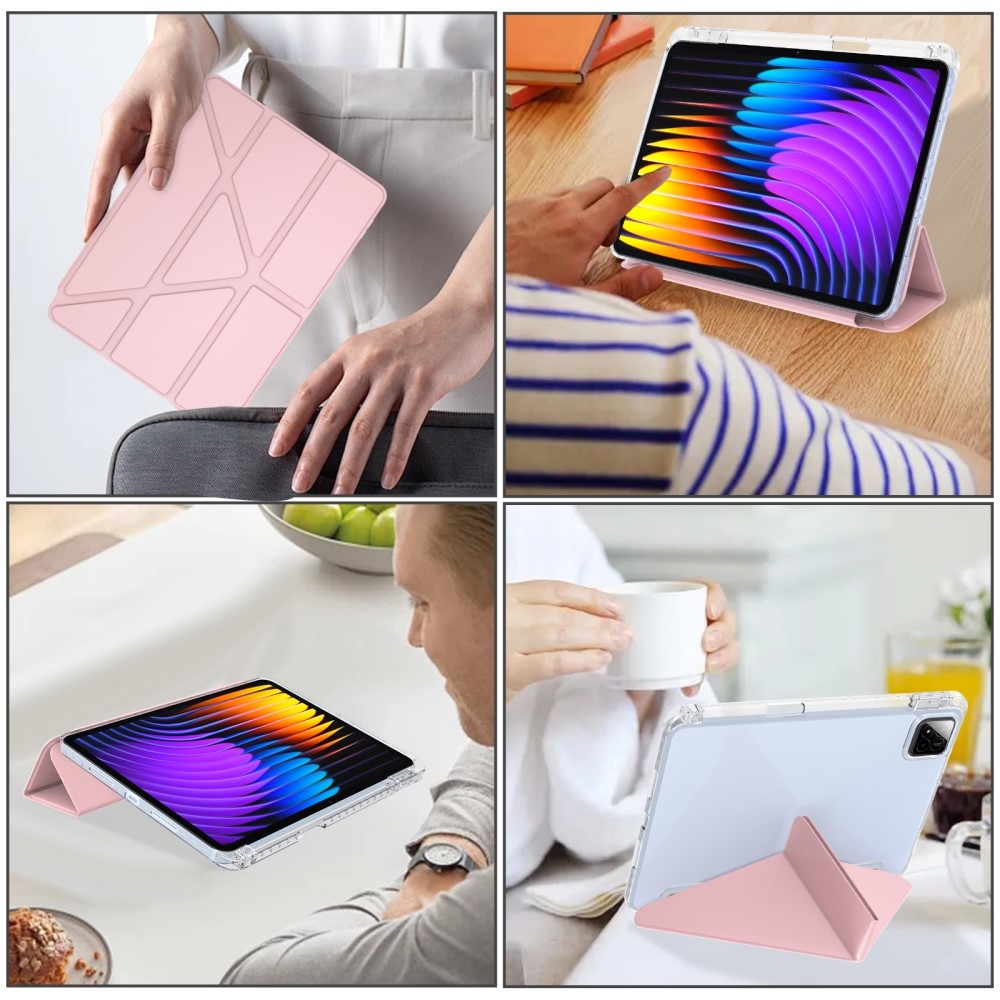 Origami intelligens pozicionáló tok Xiaomi Pad 7/7 Pro táblagéphez - rózsaszín
