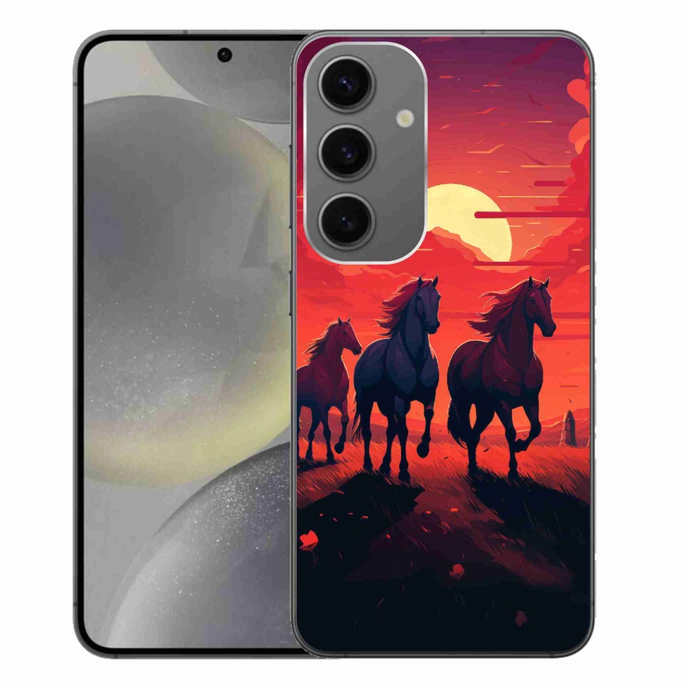 Gél borítás mmCase Samsung Galaxy S24+ - lovak és naplemente