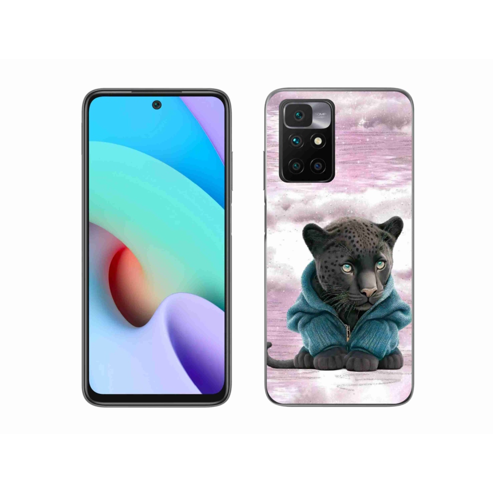 Zselés borítás mmCase a Xiaomi Redmi 10/Redmi 10 (2022) - fekete párduc pulóverben