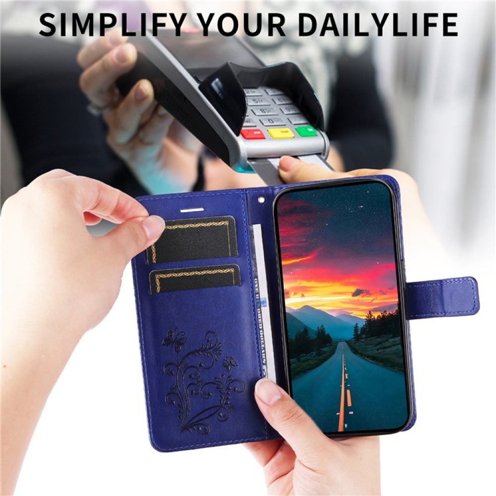 Nagy pillangó könyv tok a Vivo Y29s 5G-hez - kék