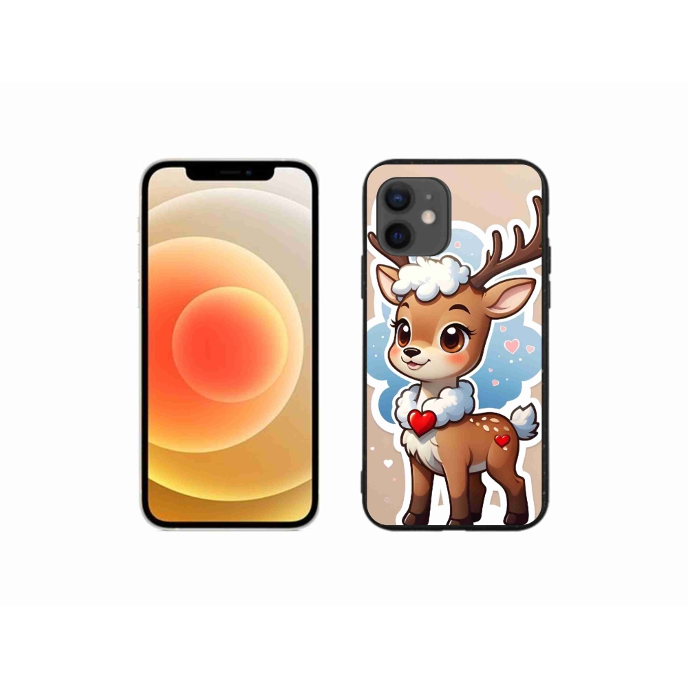 Zselés borítás mmCase iPhone 12 mini készülékhez - rajzfilm rénszarvas