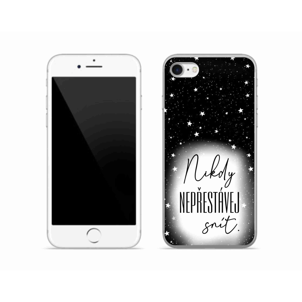 Gél borítás mmCase iPhone SE (2022) - Idézet 1 fehér és fekete háttérrel