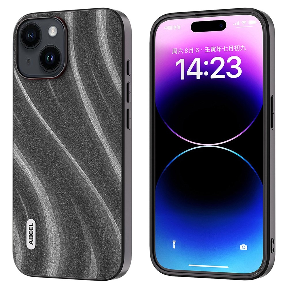 ABEEL tejes zselés tok kemény hátlappal iPhone 15 Plus készülékhez - szürke