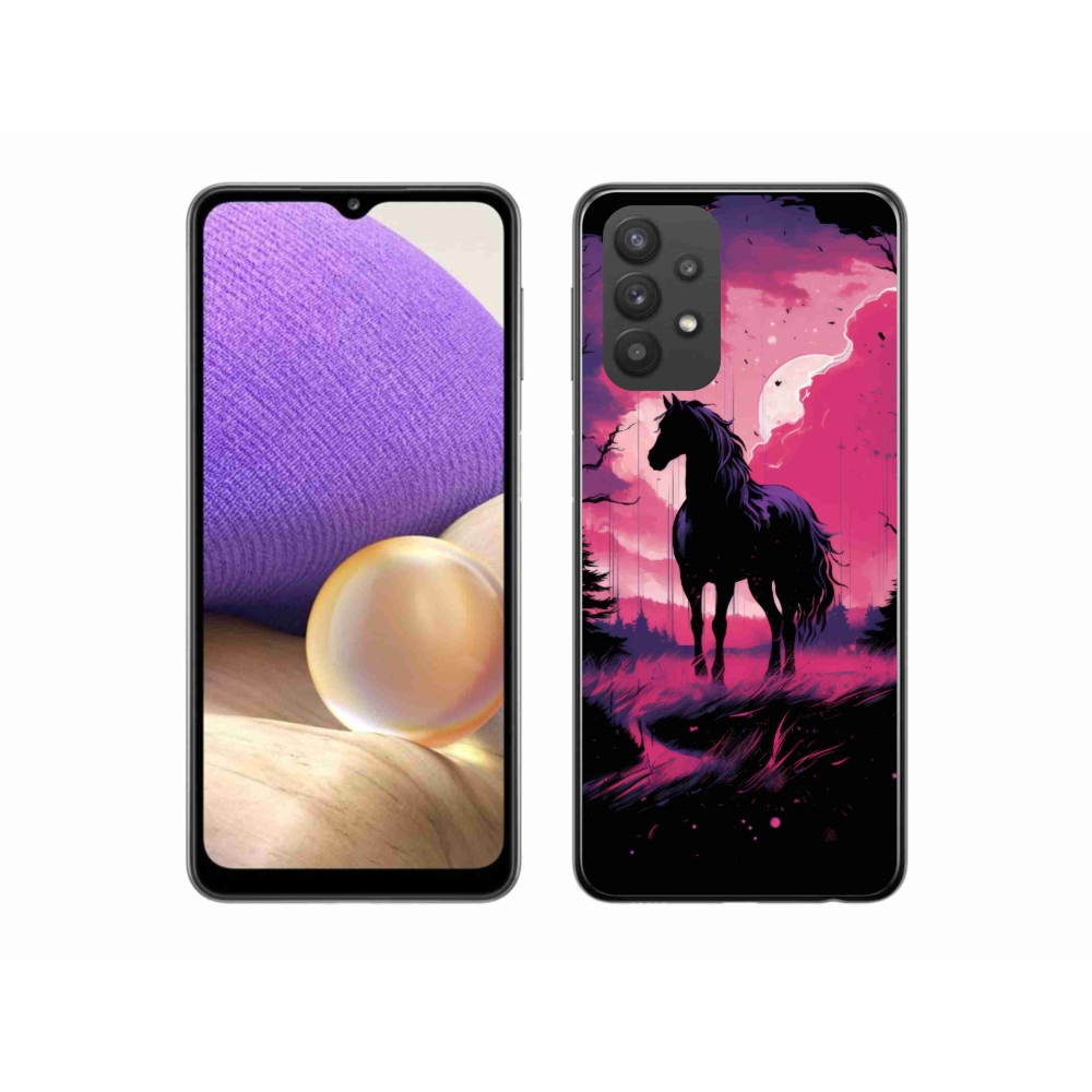 Zselés borítás mmCase Samsung Galaxy A32 5G - fekete rajzfilm ló 1