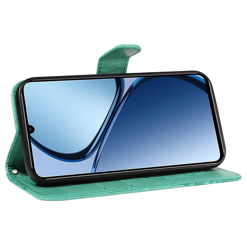 Virágos pillangó könyvtáska a Realme C61/C63 készülékhez - teáskék színű