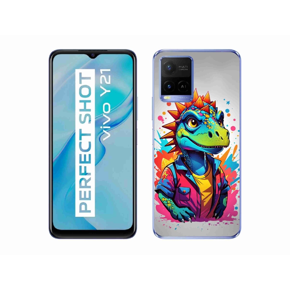 Zselés borítás mmCase a Vivo Y21/Y21s/Y33s készülékhez - színes dinoszaurusz
