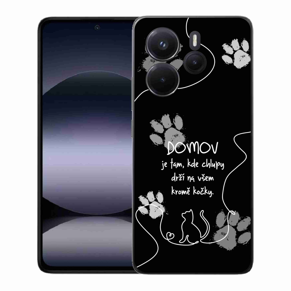 Gél borító mmCase a Xiaomi Redmi Note 14-hez - macska motívum fekete háttérrel