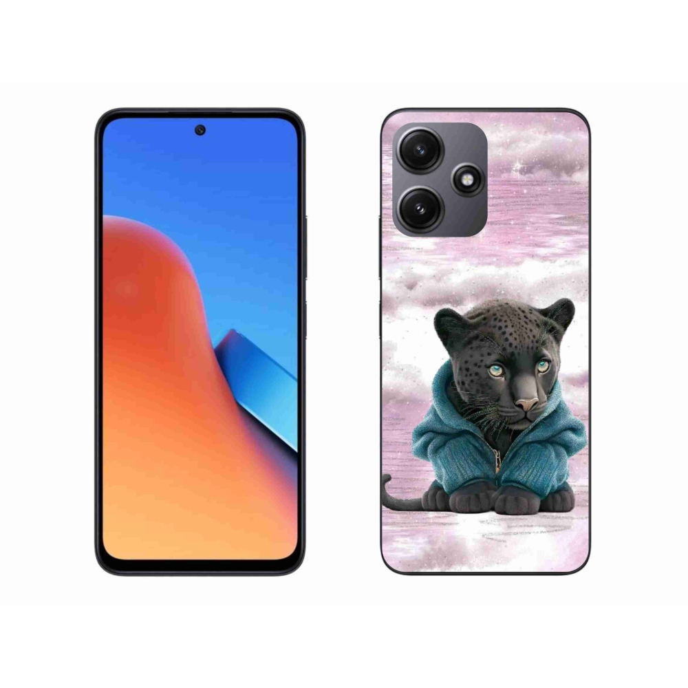 Gél borítás mmCase a Xiaomi Redmi 12 5G-hez - fekete párduc pulóverben