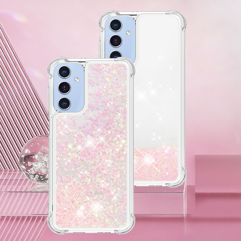 Glitter homokóra zselés tok Samsung Galaxy A17 4G/5G - rózsaszín / csillagok
