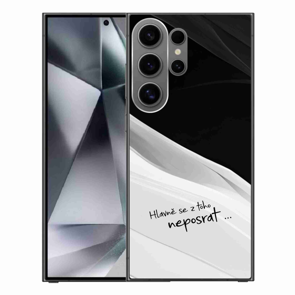 Gél borító mmCase Samsung Galaxy S24 Ultra készülékhez - vicces szöveg 13 fehér és fekete háttérrel