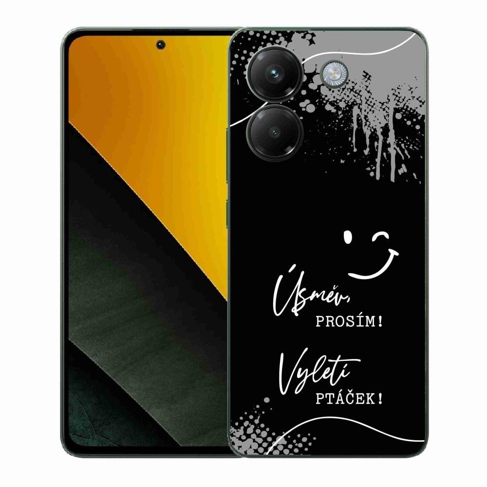 Gél borító mmCase a Xiaomi Poco M7 Pro 5G számára - vicces szöveg 4 fekete háttérrel