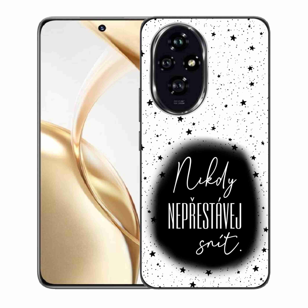 Zselés borító mmCase a Honor 200 5G készülékhez - idézet 1 fekete-fehér háttérrel