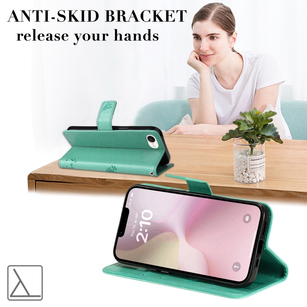 Fák könyvtáska iPhone 16e készülékhez - kékeszöld színű