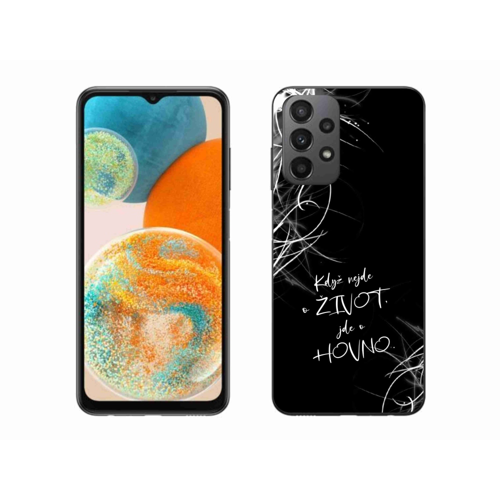 Gél borító mmCase Samsung Galaxy A23 4G/5G készülékhez - vicces szöveg 16 fekete háttér