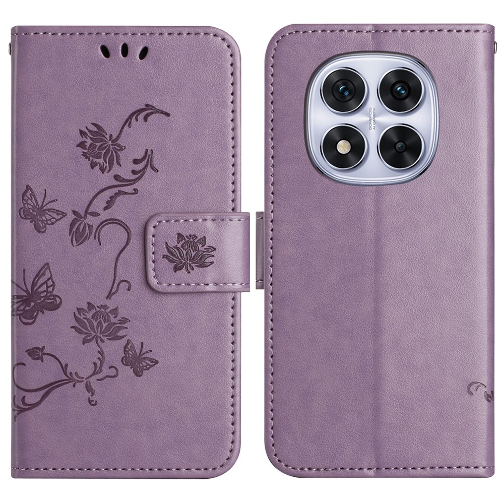 Virágos könyv tok Xiaomi Redmi Note 14 Pro 5G/Poco X7 5G/Note 14 Pro+ 5G - világos lila
