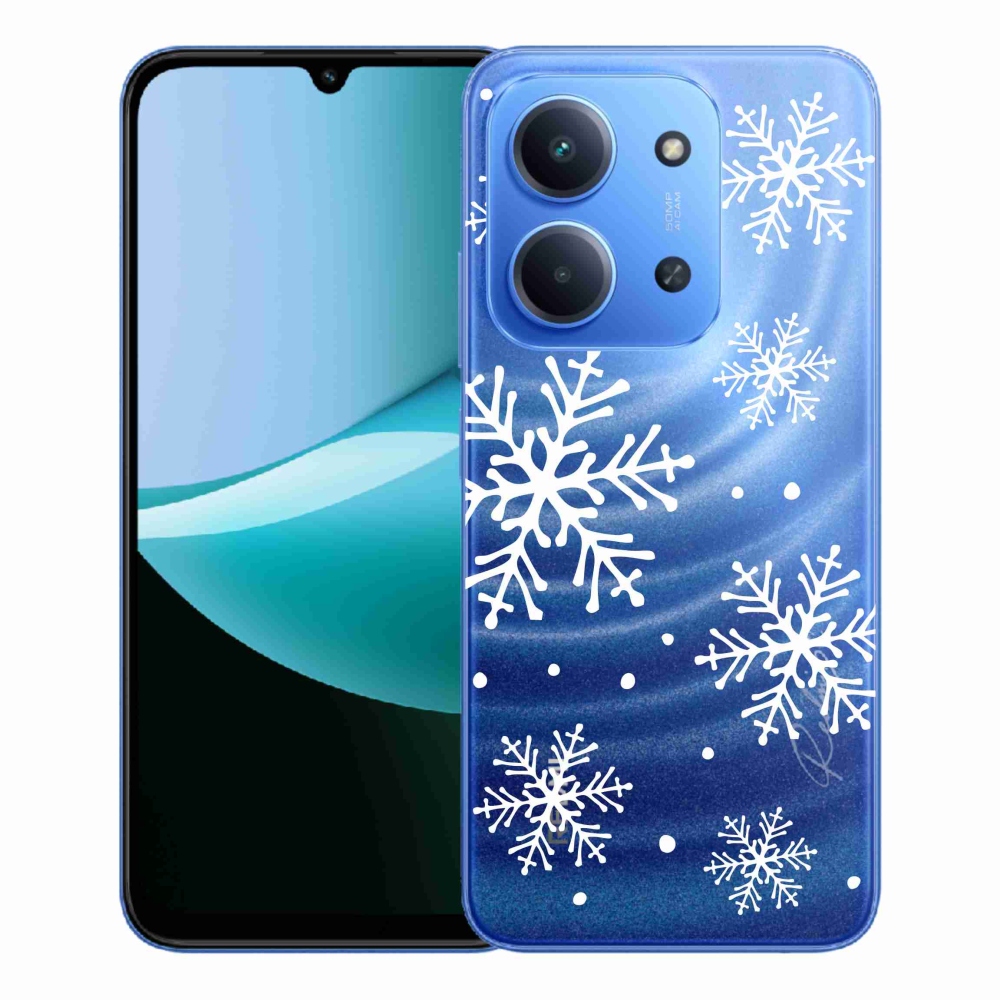 Gél borítás mmCase a Xiaomi Redmi 15C 4G/5G (173mm) - fehér pelyhek átlátszó háttéren