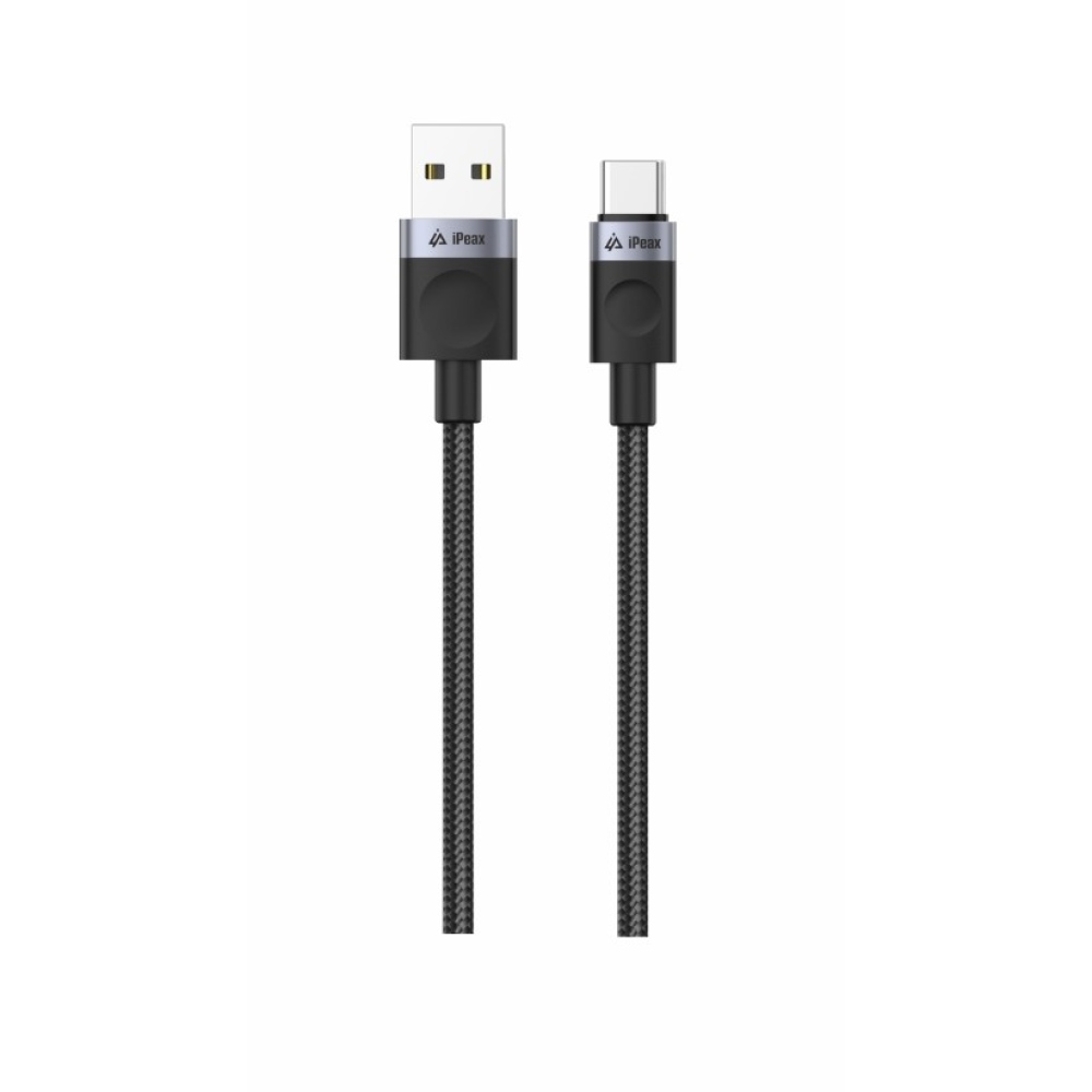 iPEAX Textil kábel USB-A / USB-C 1,5 m, USB 2.0 - fekete