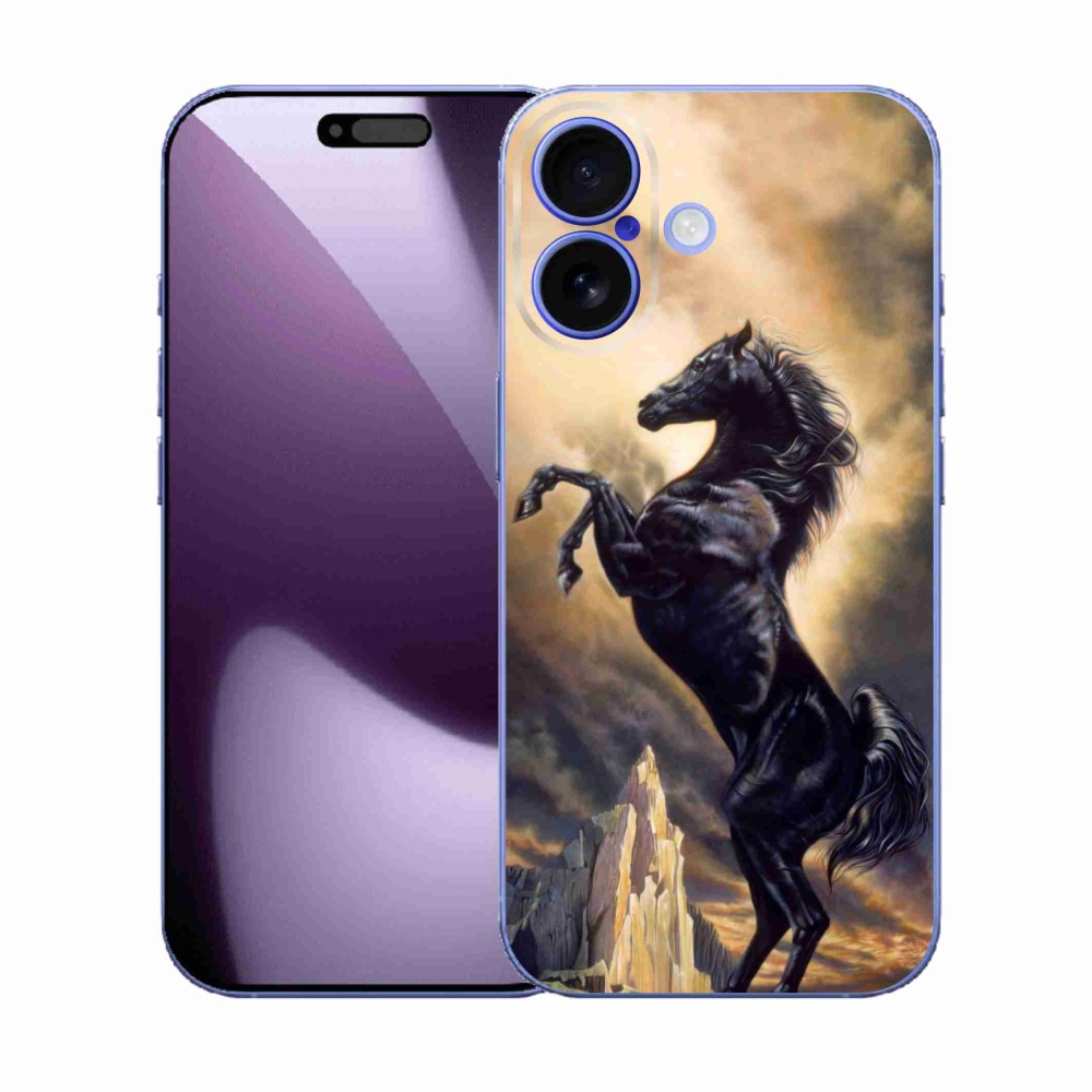 Zselés borítás mmCase iPhone 17 készülékhez - fekete rajzfilm ló