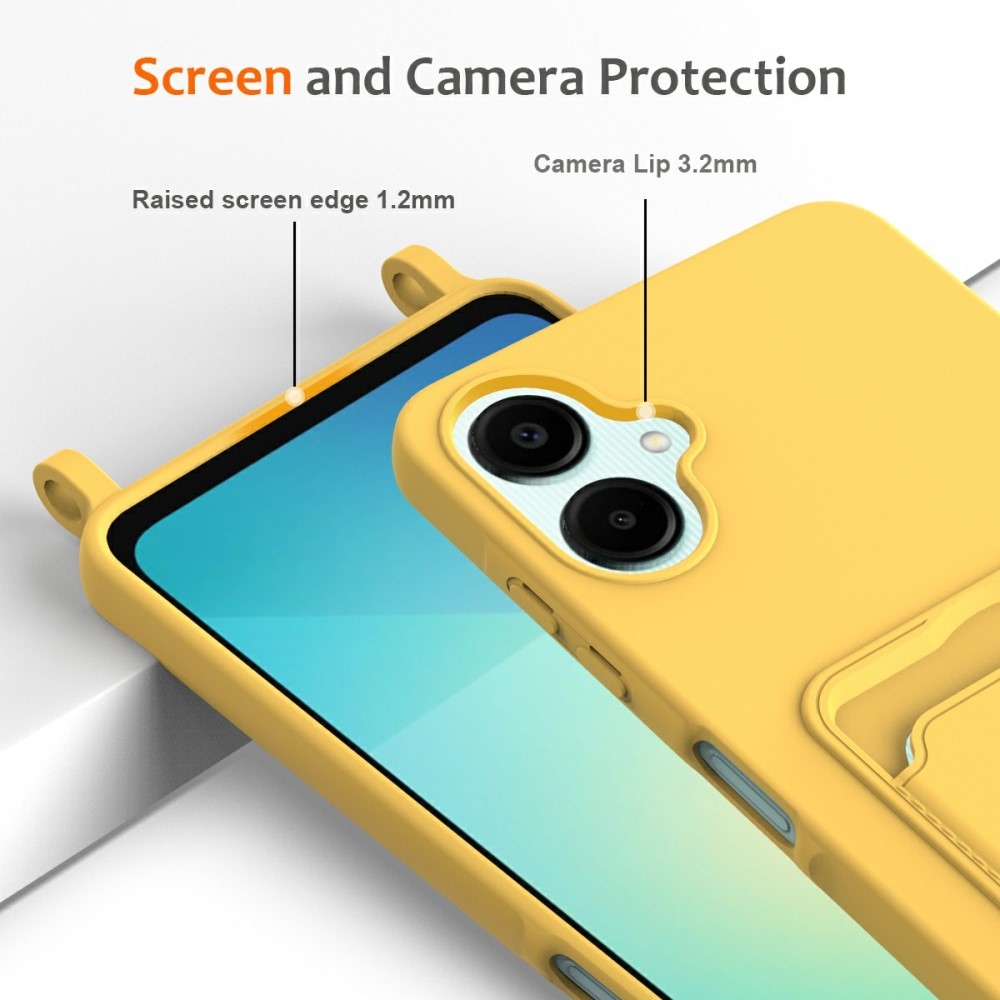 Zsinórral ellátott zselés tok Samsung Galaxy A06 4G kártyához - sárga