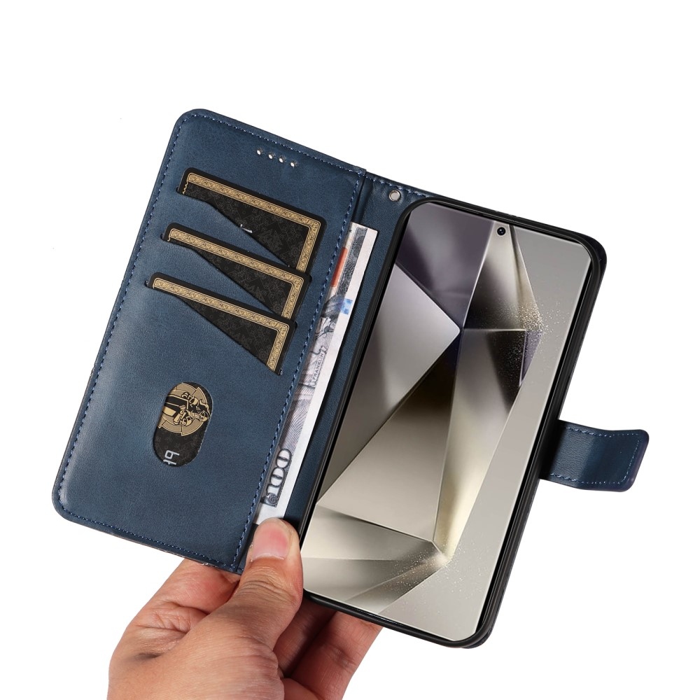 Vonalas könyv tok Samsung Galaxy S25 Ultra - kék