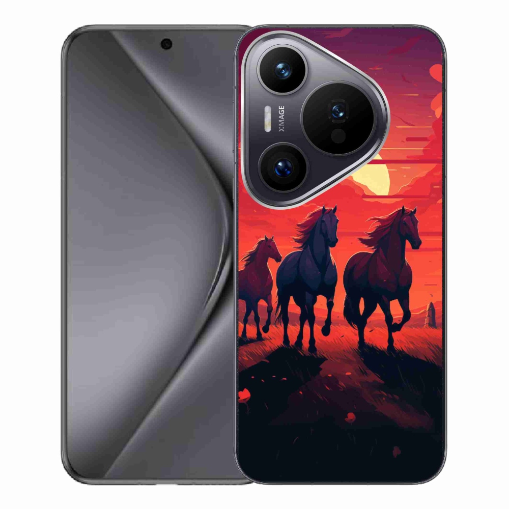 Zselés borítás mmCase a Huawei Pura 70 Pro - lovak és naplemente