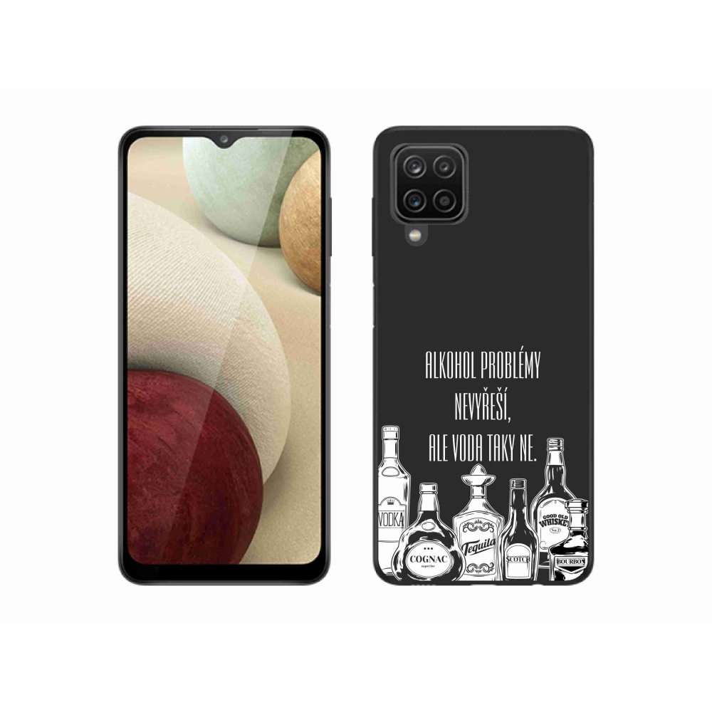Gél borító mmCase Samsung Galaxy A12 - vicces szöveg fekete háttérrel
