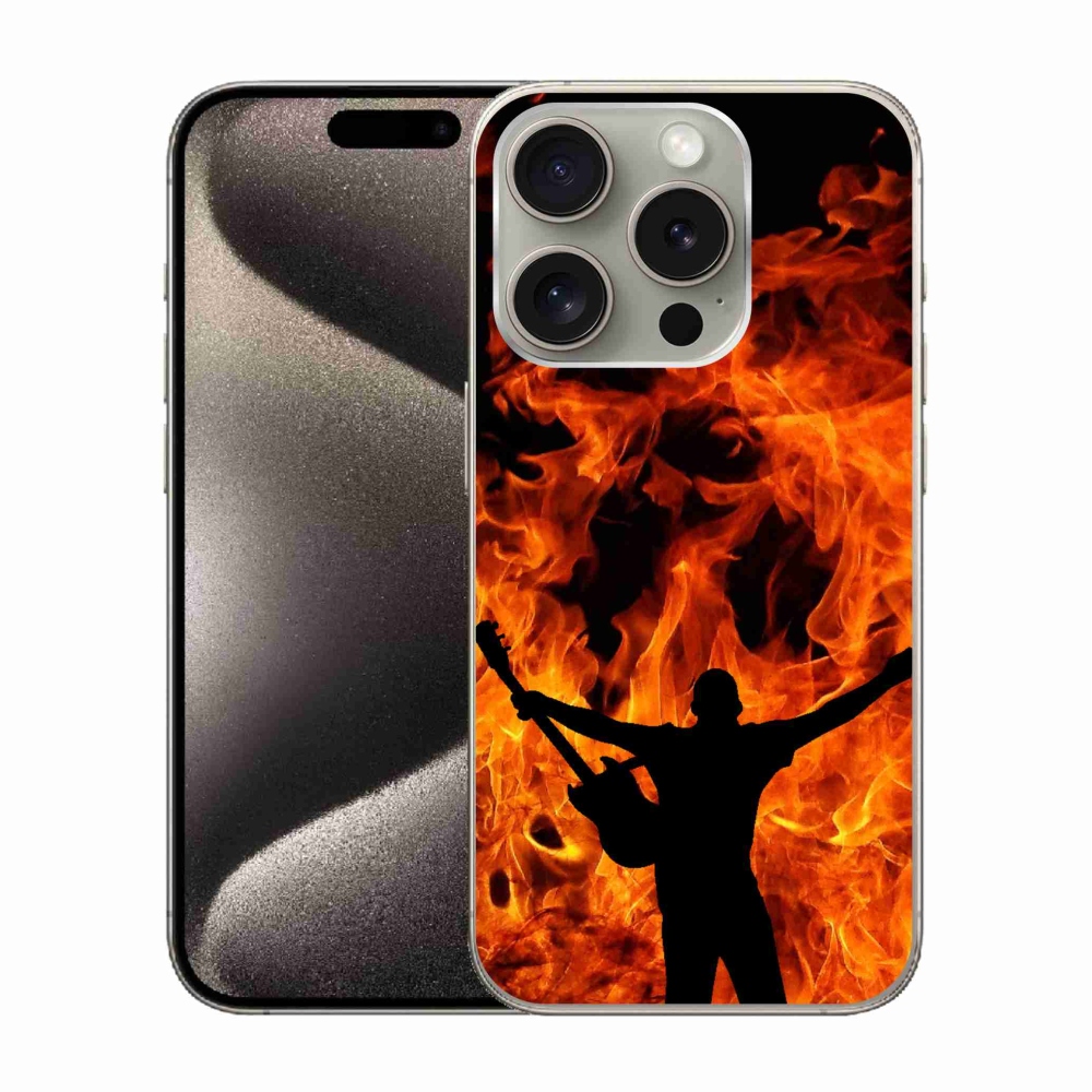 Gél borítás mmCase iPhone 15 Pro készülékhez - zenész és tűz