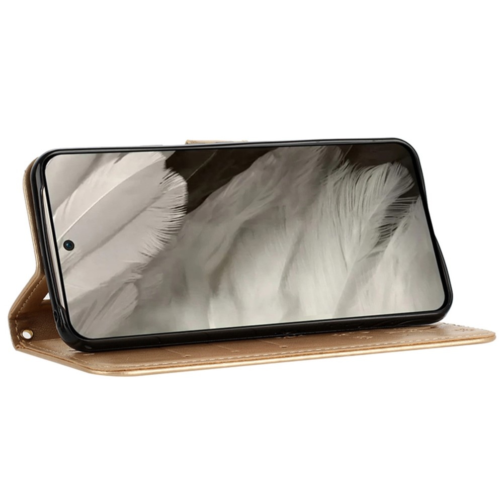 Virágos könyvtáska Google Pixel 9/9 Pro készülékhez - arany színben