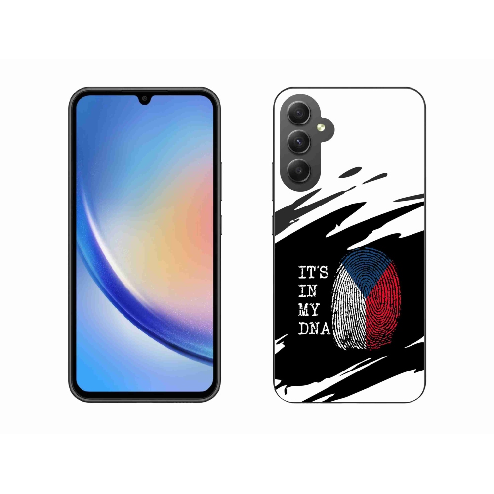 Gél borító mmCase Samsung Galaxy A34 5G - zászlós ujjlenyomat fekete és fehér háttérrel